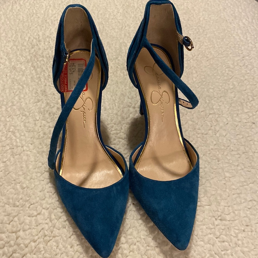 Jessica Simpson Suede Turquoise Ankle Straps